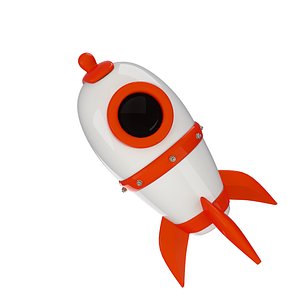 Cartoon Space Rocket retro stylized