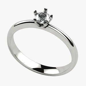Heart Shaped Prongs 4mm Diamond Gold Ring 3D model