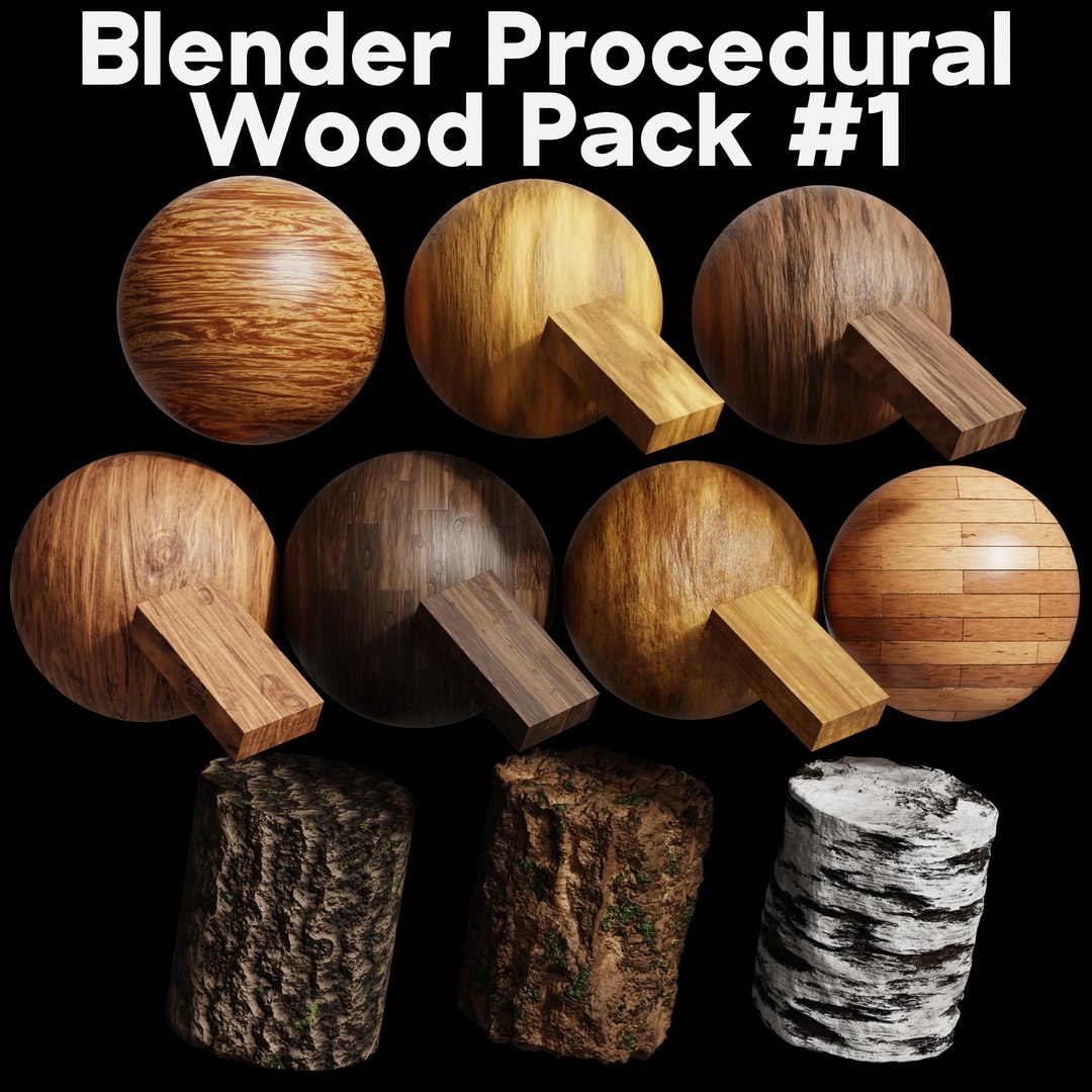 Blender Procedural Wood Material Pack 1 3D https://p.turbosquid.com/ts-thumb/se/pClI0P/HF/proceduralwoodmaterialpack1squarerenderwithtitlesmall/jpg/1713805852/1920x1080/fit_q87/c51a519d22b0e4b7379565c5fc0498aa972f2143/proceduralwoodmaterialpack1squarerenderwithtitlesmall.jpg