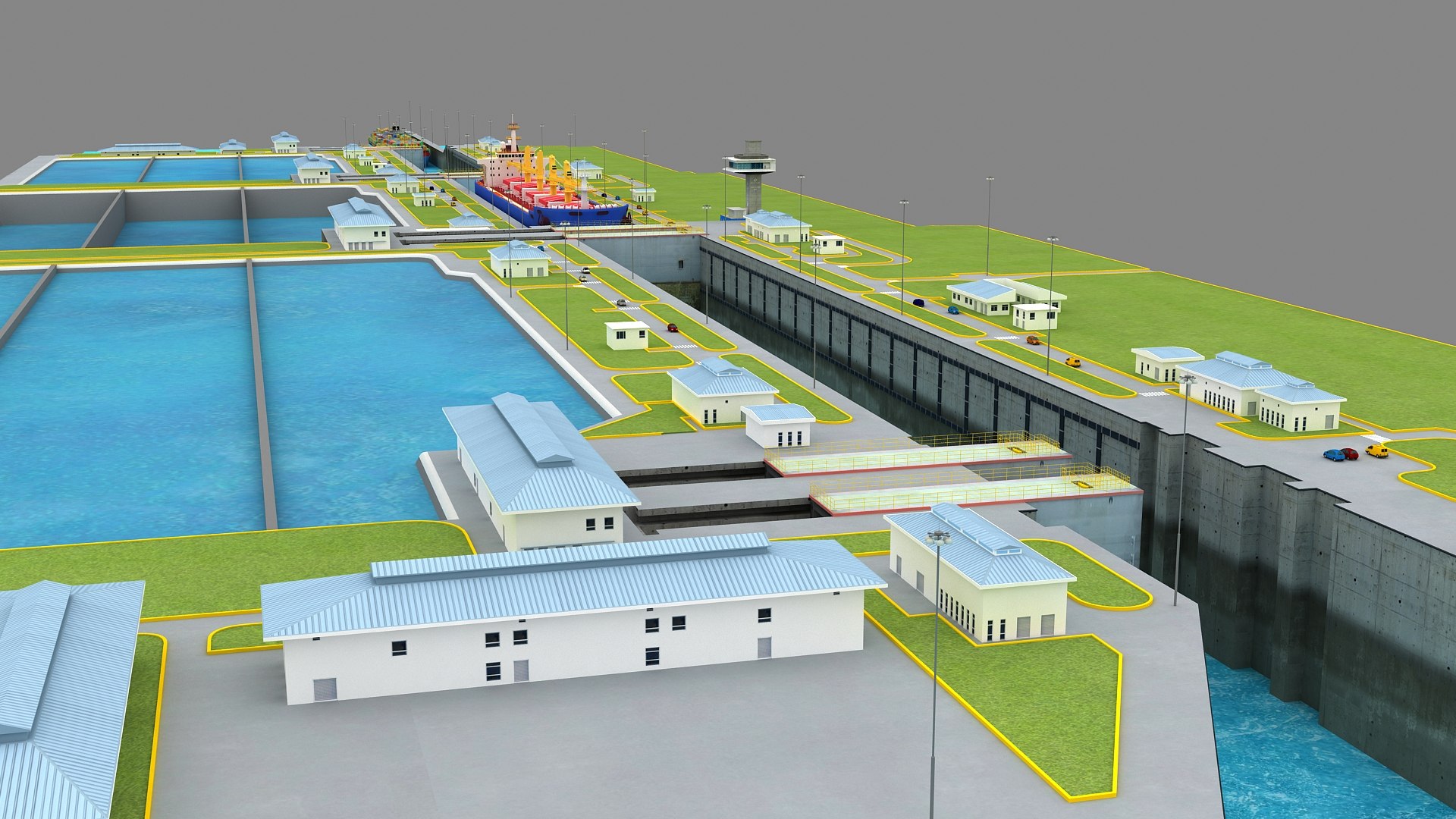 3D Agua Clara Locks - Panama Canal 3d Model Model - TurboSquid 2331819
