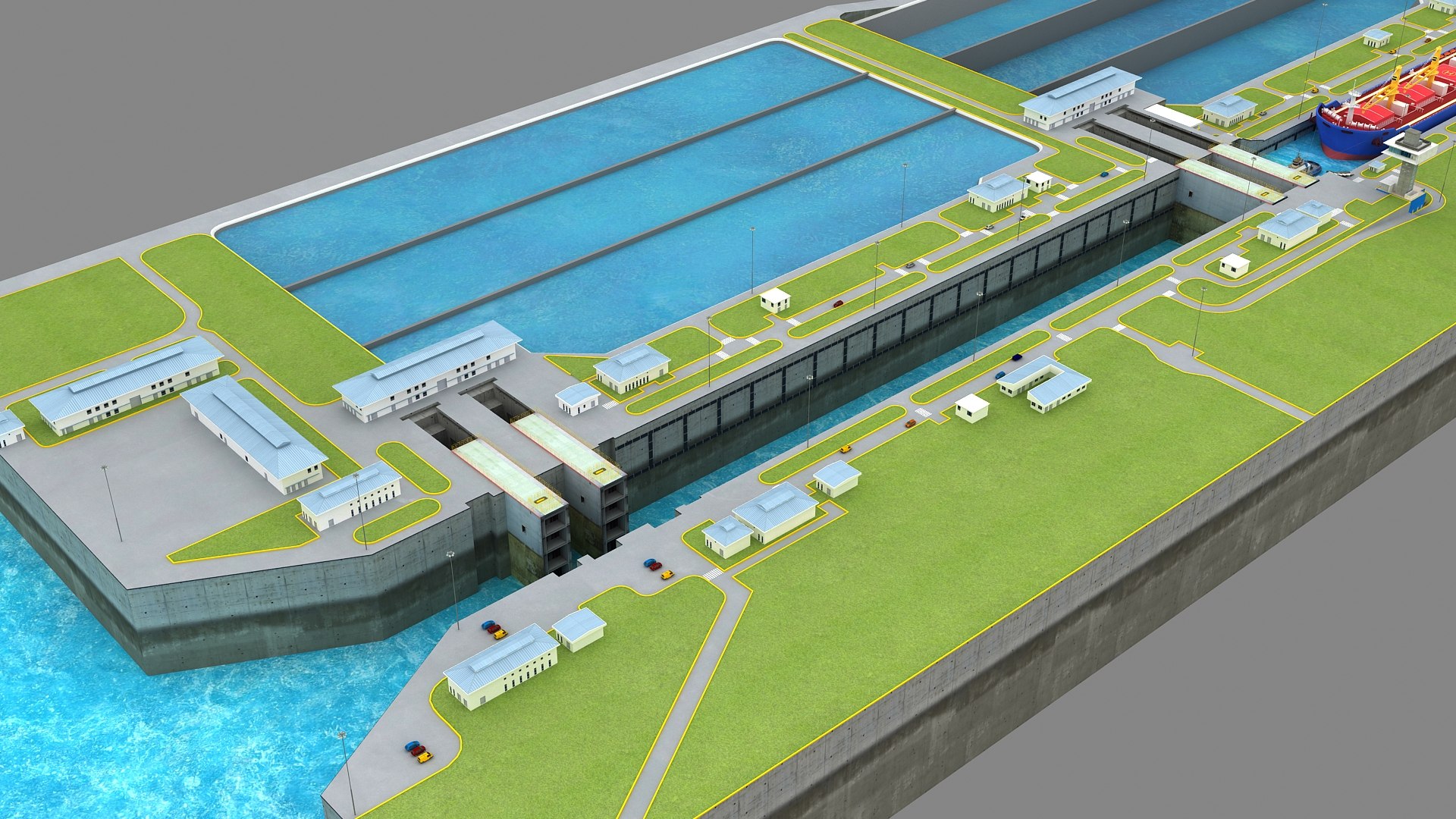 3D Agua Clara Locks - Panama Canal 3d Model Model - TurboSquid 2331819