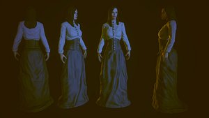 19th century lady 3d 3ds