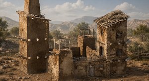 3D Medieval Desert Mud Brick Fortress 3D Model model