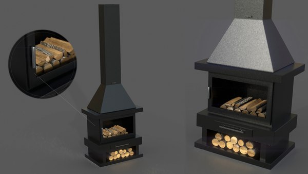 Black Fireplace 3D model