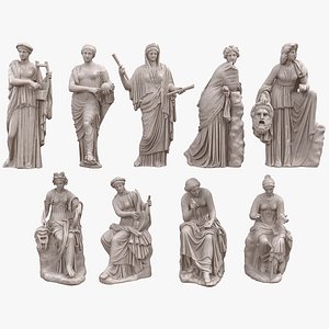 Statues Bundle Nine Muses from Greek Mythology model