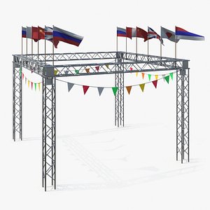 Event Truss Structure with International Flags and Bunting model