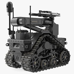 Scientific Robotic System Black on Caterpillar Tracks 3D