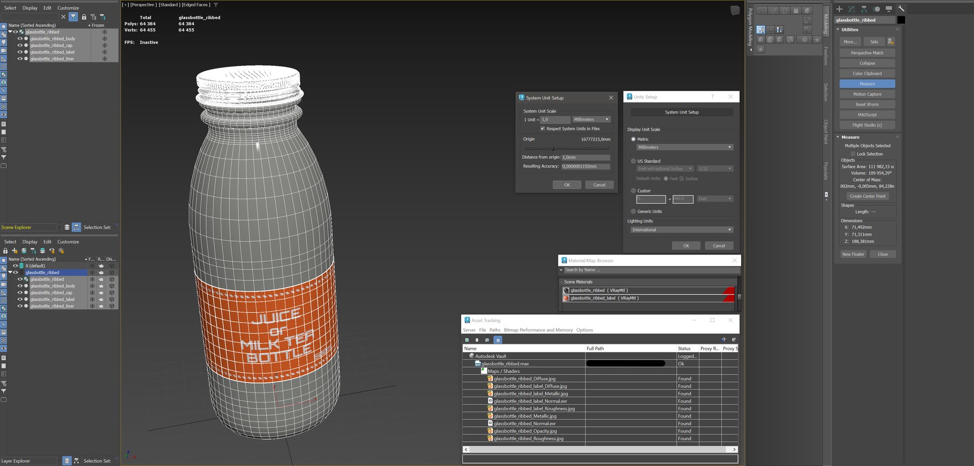 Glass Bottle Ribbed 3D Model - TurboSquid 2284790