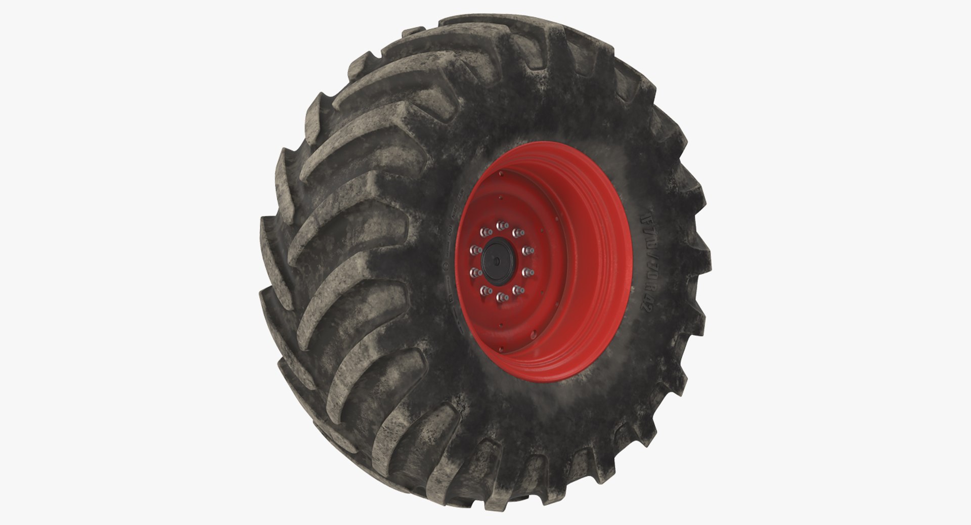 Tractor Big Dirty Wheel 3D model preview