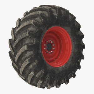 3D model tractor big dirty wheel