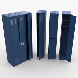 3D PBR School Gym Locker 04 - Blue Dark