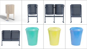Collection 8 Low Poly Trash Bin model