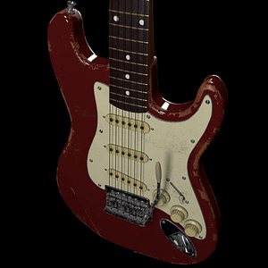 old stratocaster electric guitar 3D