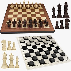 3D model draughts chess board
