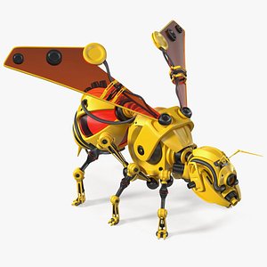 Robot Bee Yellow Rigged 3D