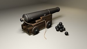 Pirate vessel cannon 3D model