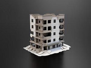 3D Realistic modern ruined building04