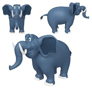 elephant cartoon 02 3D model