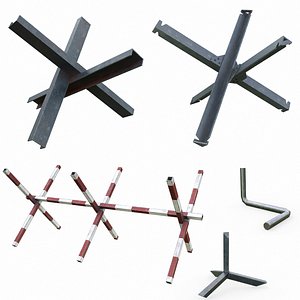 3D model Set of 5 Anti-Tank Hedgehogs