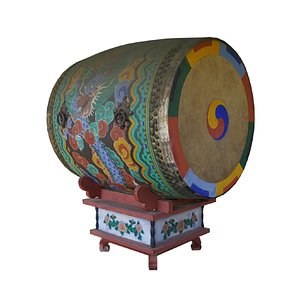 Game Ready Korean Traditional Drum Called Buk 3D model