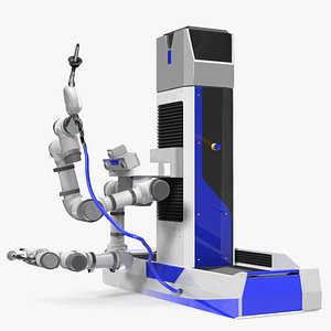 Smart Gas Pumping Robot Blue Housing Rigged for Maya