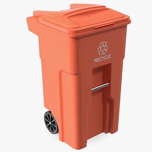 Orange Plastic Waste Bin with Wheels
