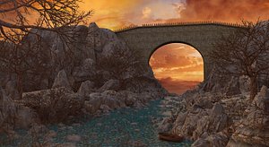 bridge river sunset model