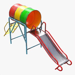 Playground barrel slide 02 3D model