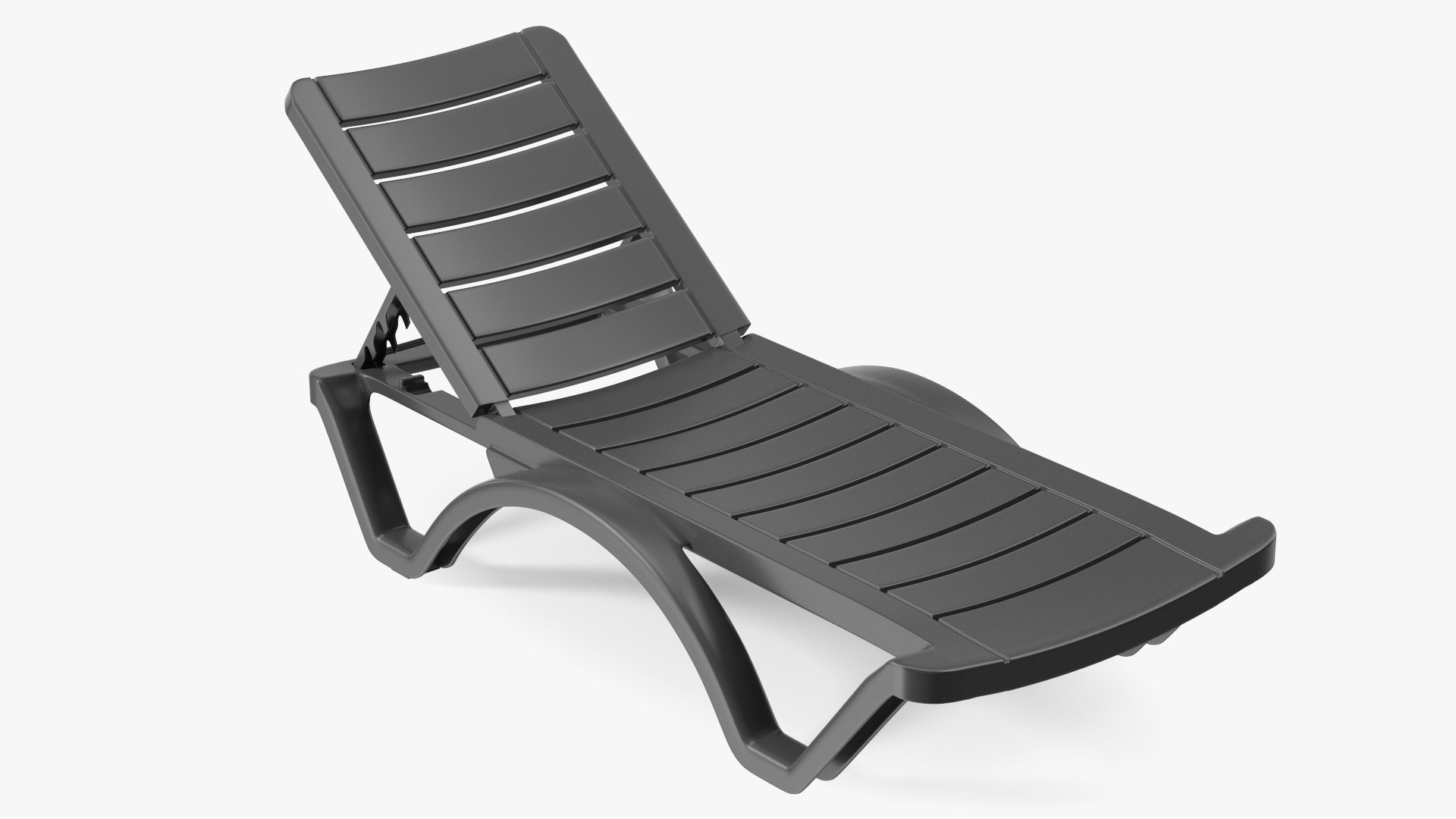 Black Plastic Outdoor Lounger 3D model preview
