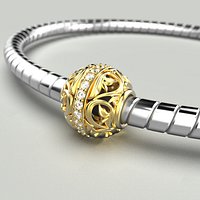 Spherical charm bead for bracelet 2