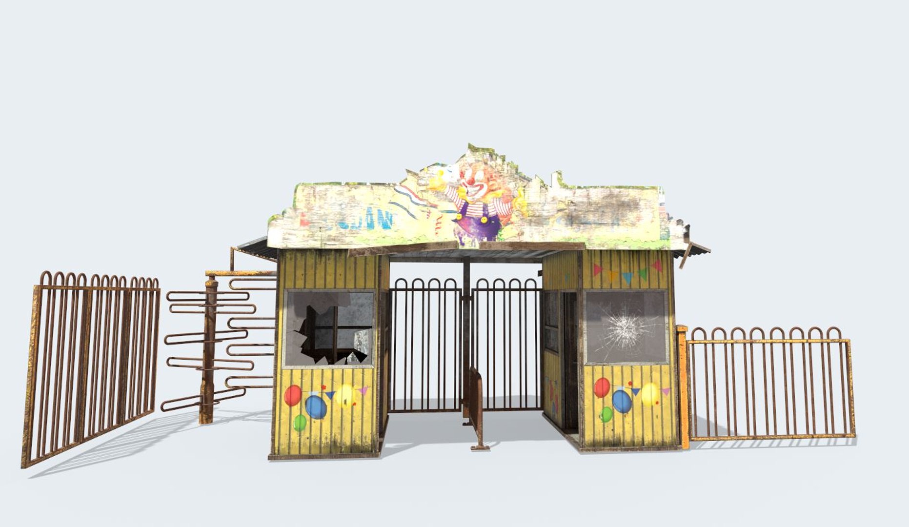 Abandoned Amusement Park Entrance and Ticketbooth 3D model https://p.turbosquid.com/ts-thumb/sg/dIhu5K/7j/5/jpg/1656713732/1920x1080/fit_q87/6e21af34e51118cec21309c43ebedce474432291/5.jpg