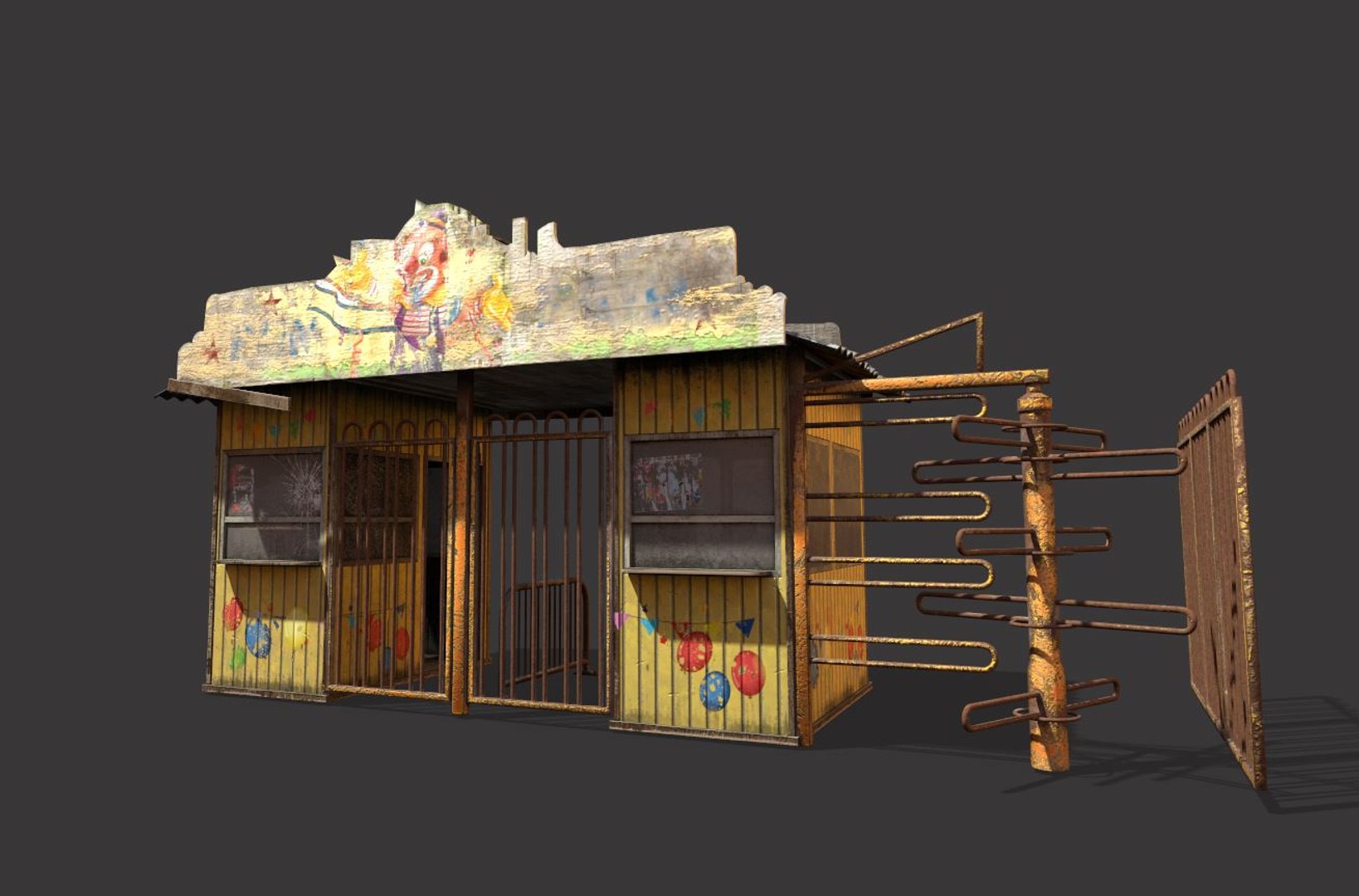 Abandoned Amusement Park Entrance and Ticketbooth 3D model https://p.turbosquid.com/ts-thumb/sg/dIhu5K/AO/2/jpg/1656713687/1920x1080/fit_q87/1eeba3d58ded77984518db2bd7d584f5d4b1c6fb/2.jpg