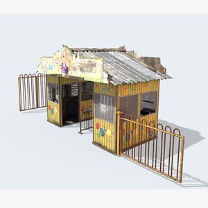 Abandoned Amusement Park Entrance and Ticketbooth 3D model