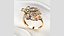 Anillo de lujo con forma de flor de oro mezclado con diamantes de 3 mm