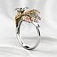 Anillo de lujo con forma de flor de oro mezclado con diamantes de 3 mm