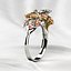 Anillo de lujo con forma de flor de oro mezclado con diamantes de 3 mm