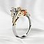 Anillo de lujo con forma de flor de oro mezclado con diamantes de 3 mm
