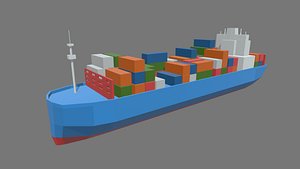 Low Poly Cargo Ship 01 3D model