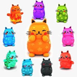 Cute Cartoon Cats 3D