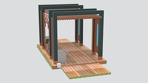 Chinese Covered Corridor Walkway 3D Model 3D model