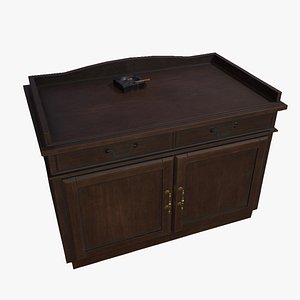 Low Wooden Desk 3D