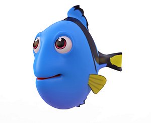 Blue Tang animated fish low poly toon