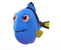 Blue Tang animated fish low poly toon