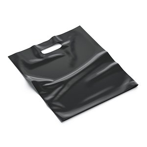 Black Die-cut Plastic Bag - handle packet 3D model