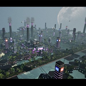 Cyber-Scifi Open World Environment Kit 3D model