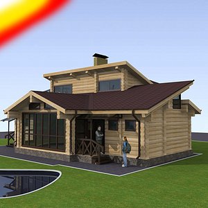 3d sauna log building
