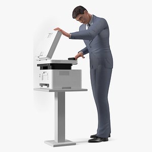Multifunction Laser Printer with Business Man 3D model