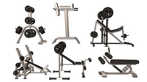 Press Bench  barbell  collection 3D model