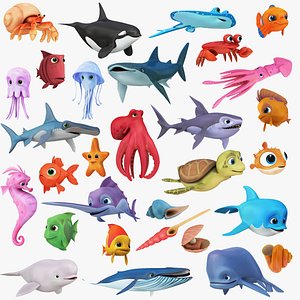 3D model Big Carton Sea Creatures Collection 30 in 1