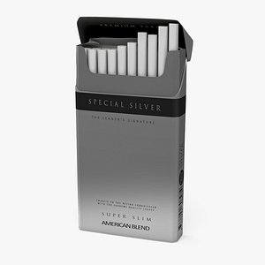 Open Pack of Cigarettes Super Slim Silver